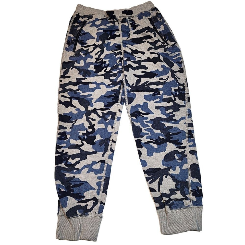 Hanna Andersson camo joggers boy size 150 / 11 -12 Blue Gray sweatpants